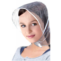 Regenhaube Haarschutz Regenschutz PE-Folie glasklar transparent 39,37x33cm